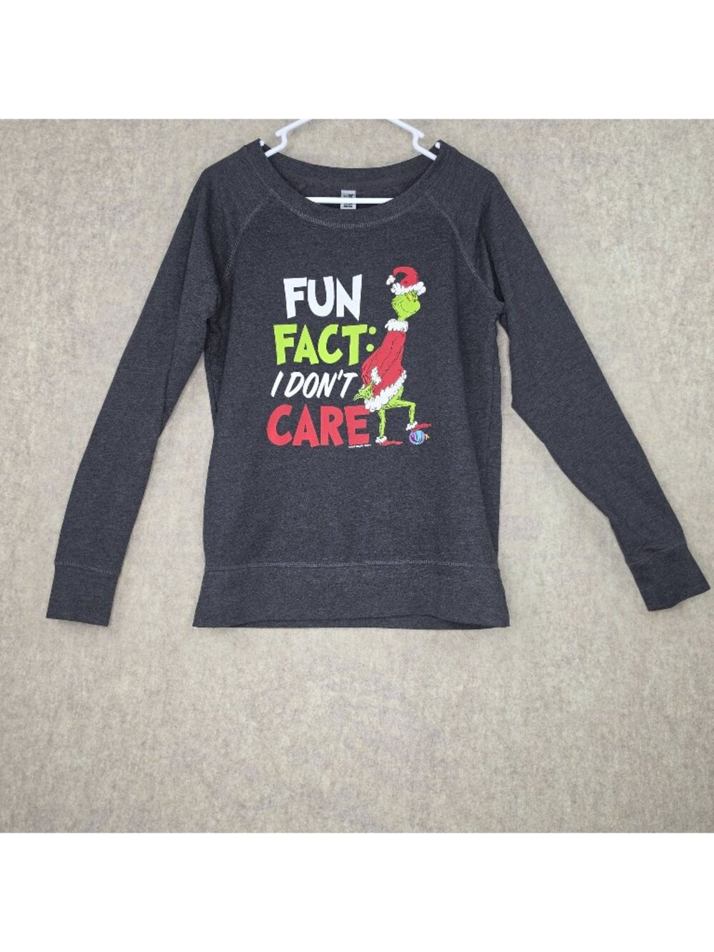 Instant Message Ladies Graphic Raglan Sweatshirt Dark Gray Size M Cotton Blend